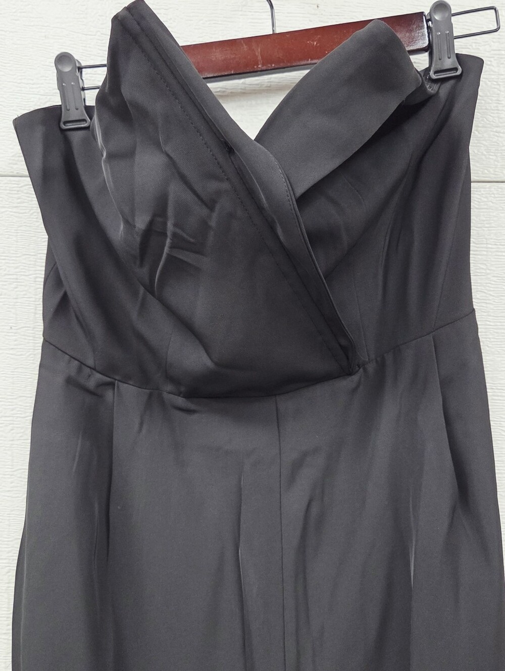 Strapless  Modern Nwot Large Black Wide-Leg Jumpsuit W Pockets - Picture 4 of 8